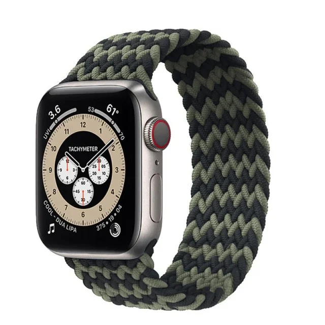 Pletený navlékací řemínek pro Apple Watch Ultra 1/2 49mm - zelený/černý (S)