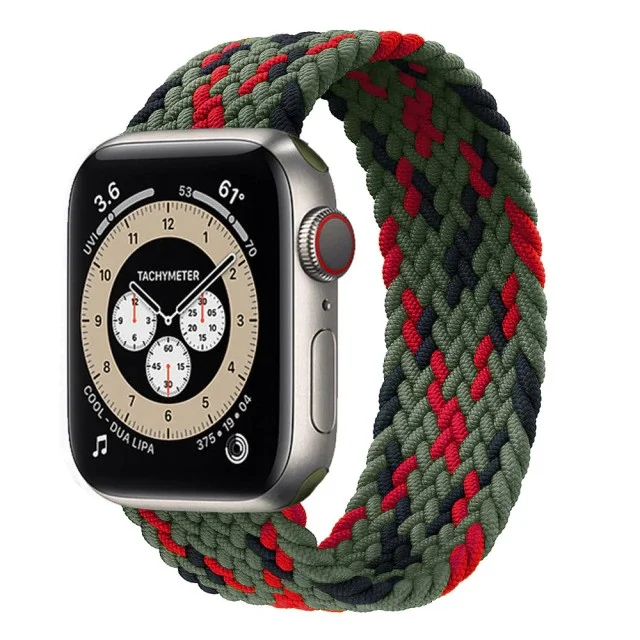 Řemínek iMore Braided Solo Loop Apple Watch Series 9/8/7 41mm - zelený/černý/červený (S)