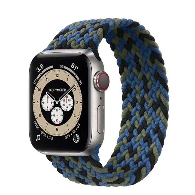 Pletený navlékací řemínek pro Apple Watch Ultra 1/2 49mm - modrý/černý/zelený (S)