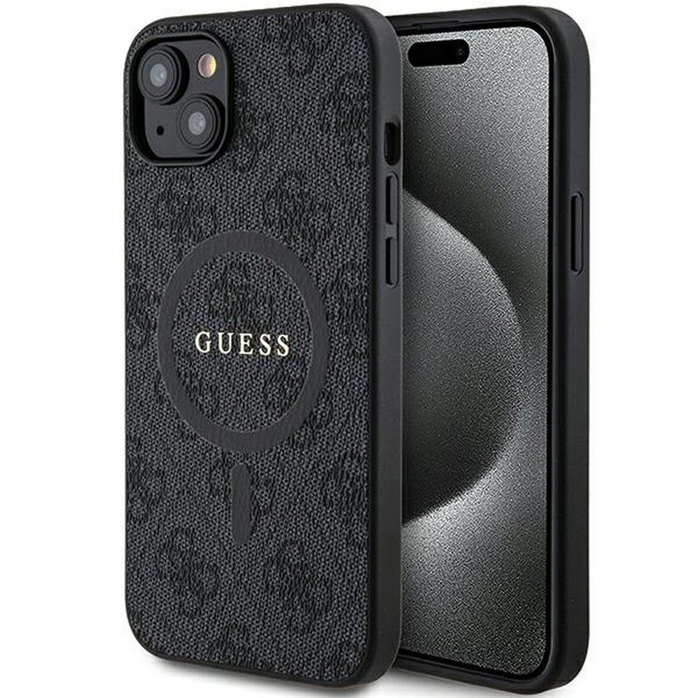 Guess iPhone 15 Plus HC MAGSAFE PU 4G RING CLASSIC LOGO - černý