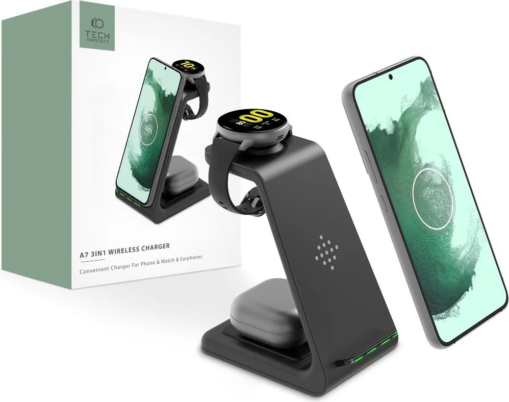Tech-Protect A7 3in1 Wireless Charger - Černá