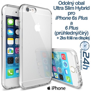 Průhledný kryt Ultra Slim Hybrid na iPhone 6s/6 Plus +2ks fólií Průhledný kryt Ultra Slim Hybrid na iPhone 6s/6 Plus +2ks fólií
