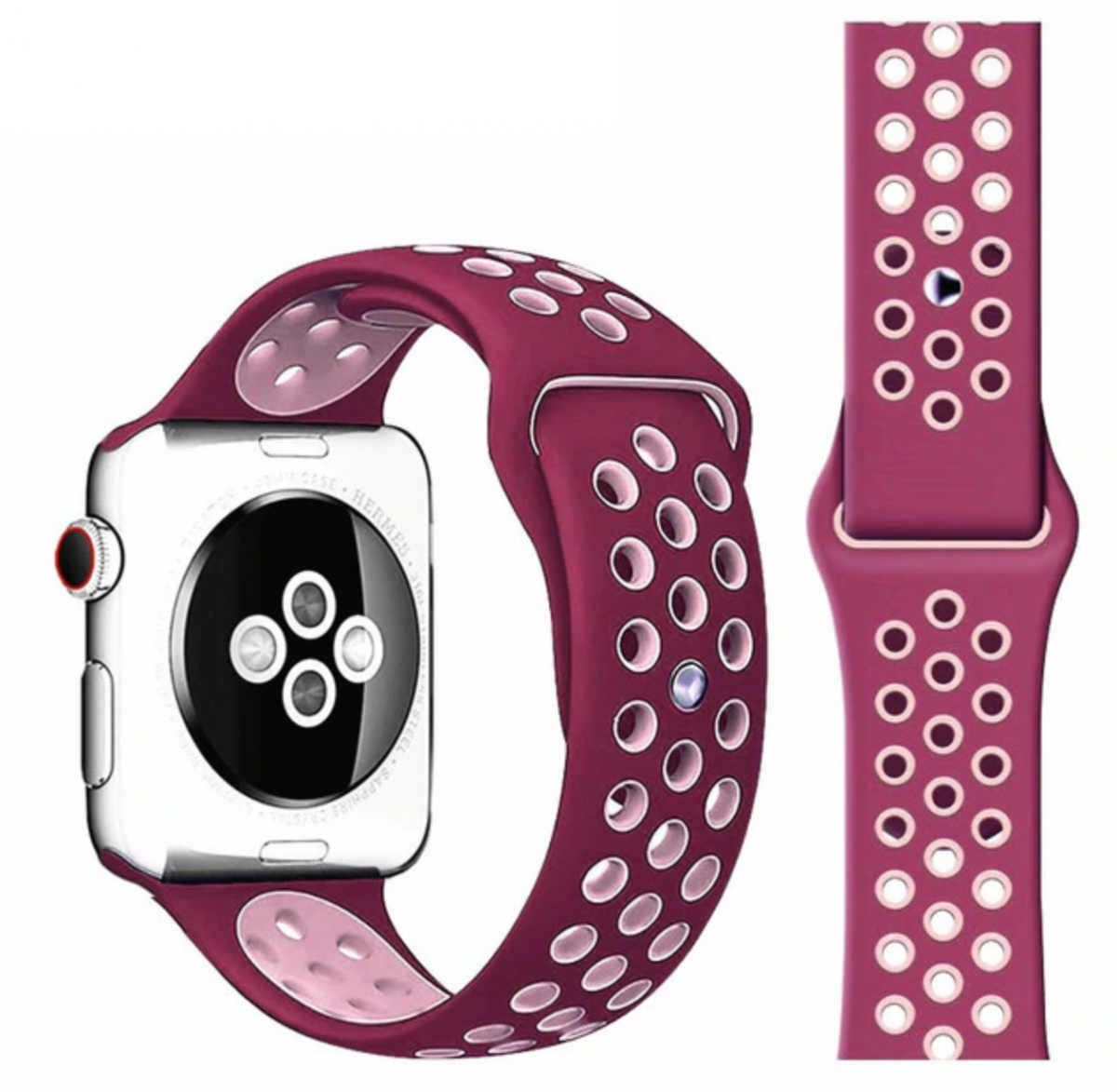 Řemínek iMore SPORT pro Apple Watch Series 9/8/7 (45mm) - Vínový/Růžový