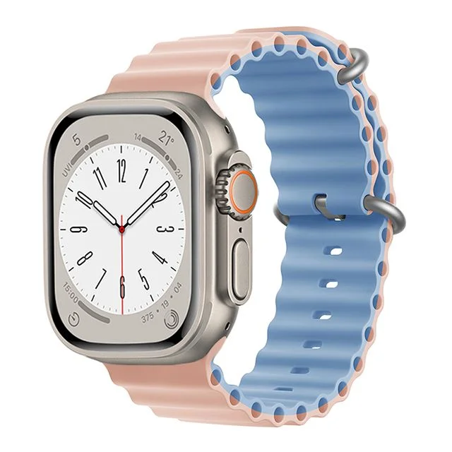 iMore Oceánský řemínek pro Apple Watch Ultra 1/2 (49mm) - Růžová - Mlhavě modrá