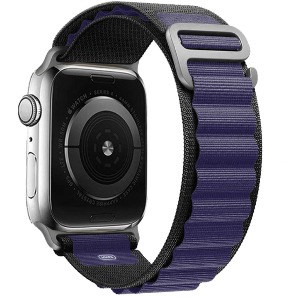 iMore Řemínek Alpský tah pro Apple Watch Series 9/8/7 (45mm) - Černý / Půlnočně modrý