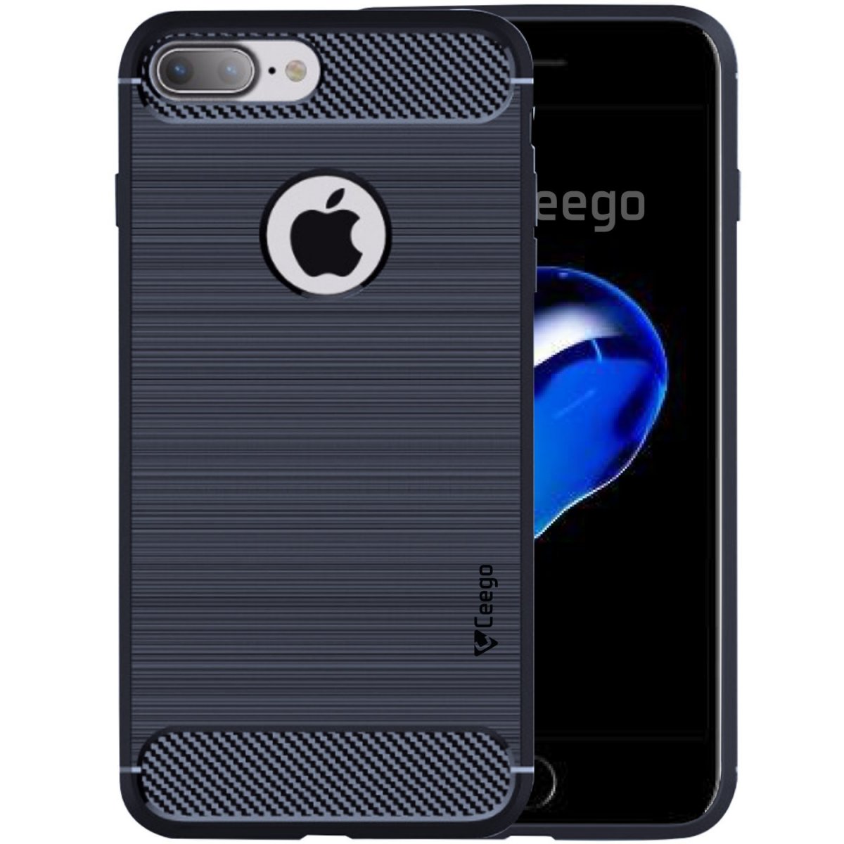 Pouzdro Forcell Carbon na iPhone 8 Plus / 7 Plus - Modrá