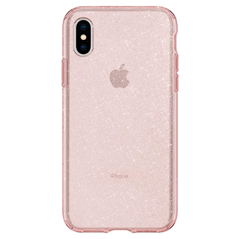 Pouzdro Spigen Liquid Crystal Glitter iPhone XS/X - Rose Quartz