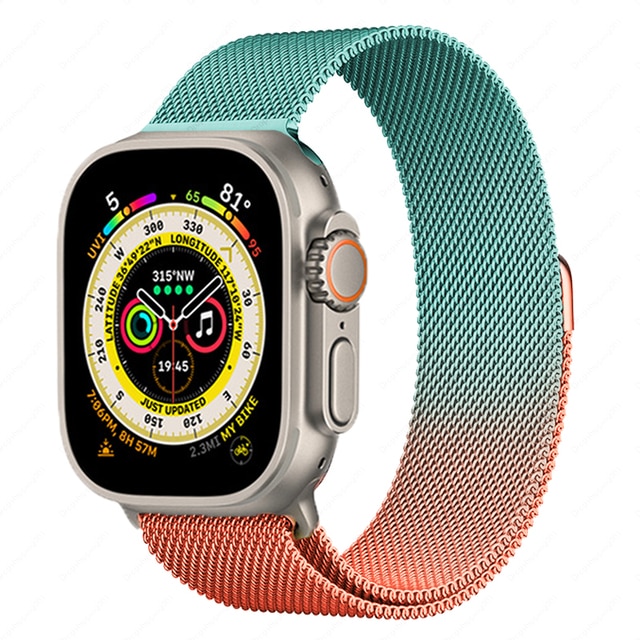 Řemínek iMore MILANESE LOOP Apple Watch Series 8/7 (41mm) - Světle modrý - Oranžový