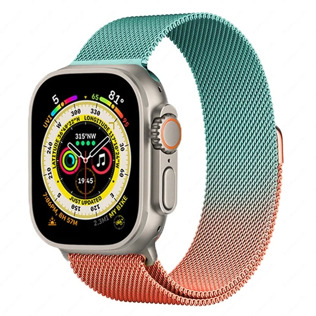 Řemínek iMore MILANESE LOOP Apple Watch Series 8/7 (41mm) - Světle modrý - Oranžový