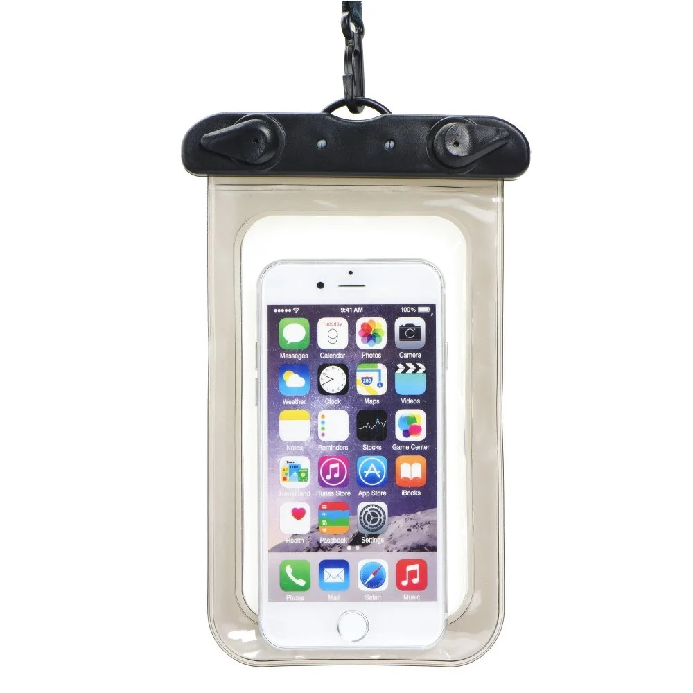 Pouzdro Waterproof bag mobile phone with plastic closing - Černé