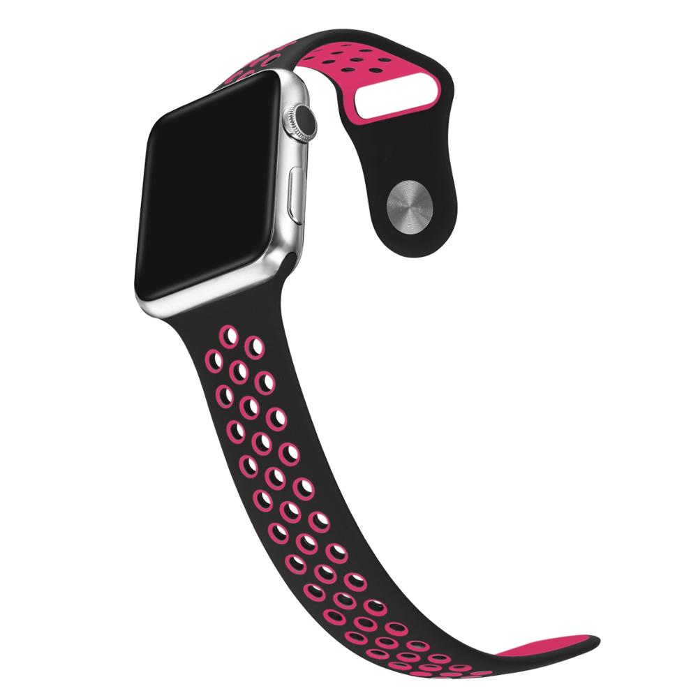 Řemínek SPORT pro Apple Watch Series 1/2/3 (42mm) - Černý/Růžový