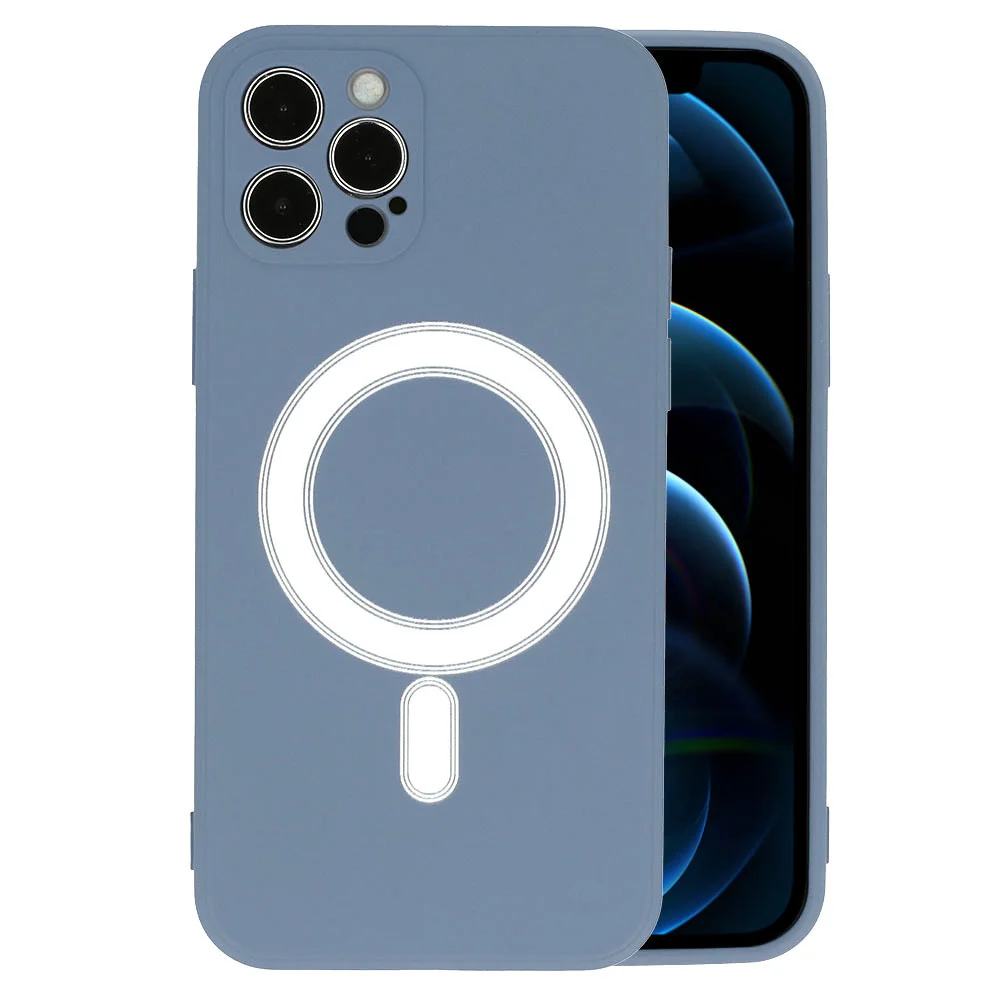 Pouzdro 1Mcz MagSilicone TPU Ochranné s MagSafe Apple iPhone 12 Pro Max - Modrošedé