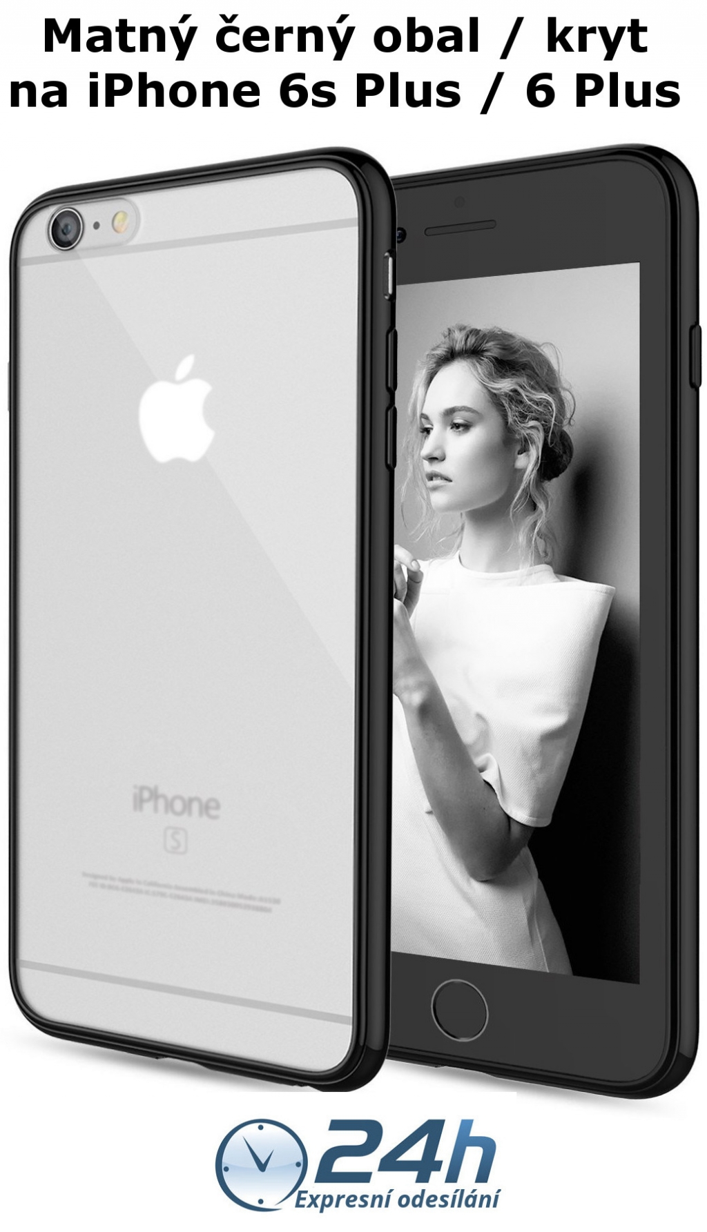 Černý matný obal / kryt Shadow Hybrid na iPhone 6s Plus / 6 Plus (matný)