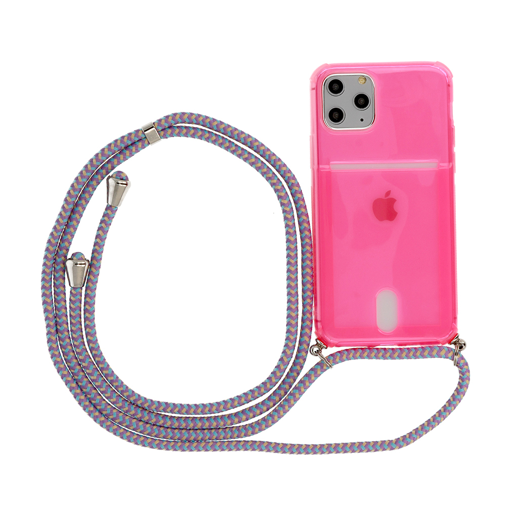 Pouzdro Vennus STRAP Fluo Case iPhone 12 Pro/12 - neonově růžová