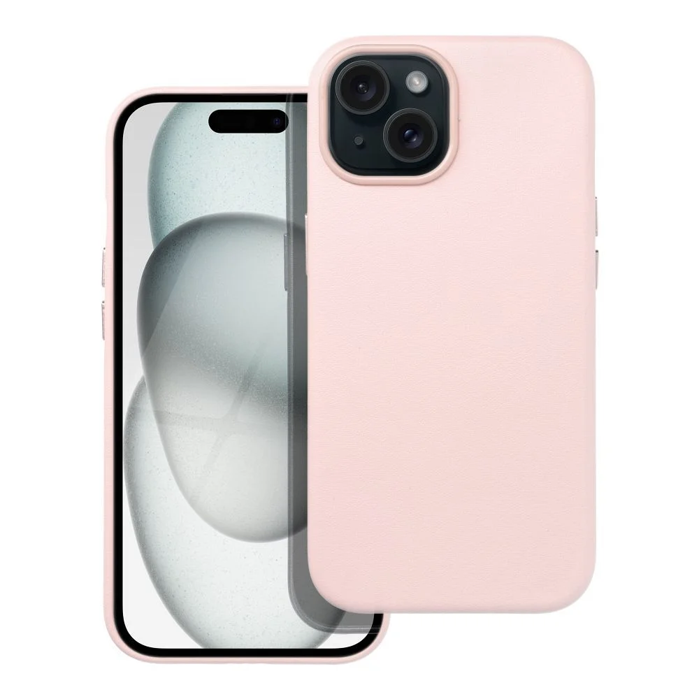 Pouzdro Leather Mag Cover na iPhone 15 - Světle růžové
