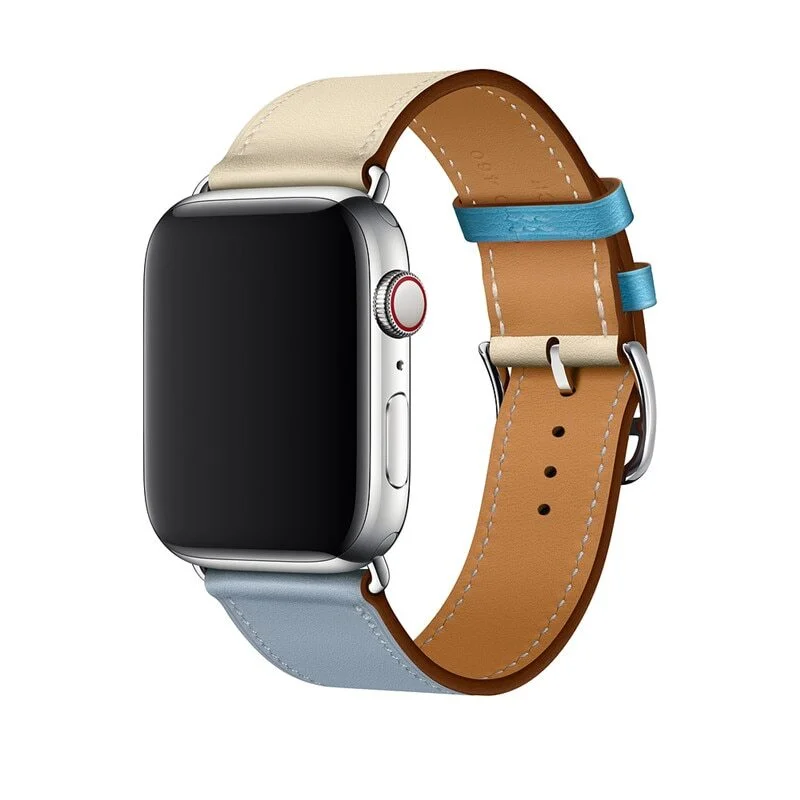 Kožený řemínek Single Tour pro Apple Watch Ultra 1/2 (49mm) - Béžový/Modrý