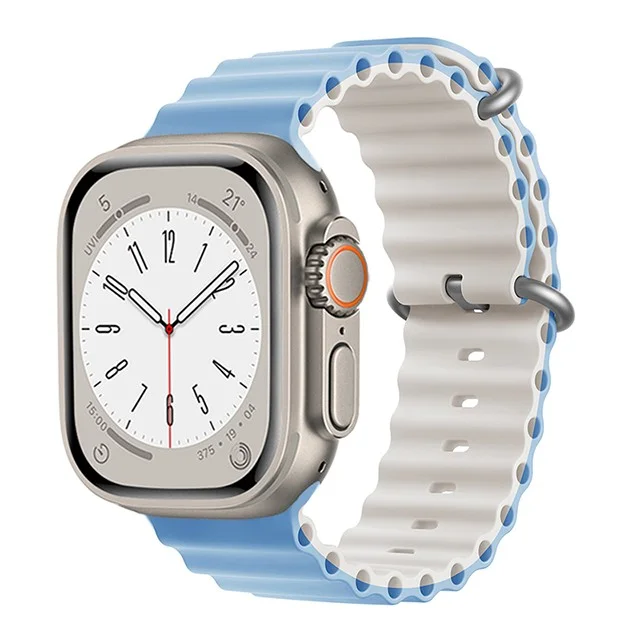 iMore Oceánský řemínek pro Apple Watch Ultra 1/2 (49mm) - Mlhavě modrá - Hvězdně bílá