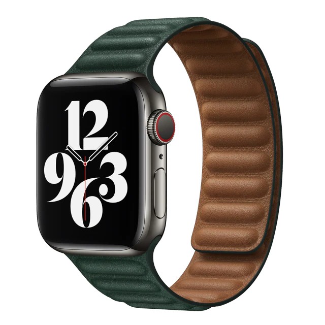 iMore Řemínek Kožený tah Apple Watch Series 9/8/7 (45mm) - sekvojově zelený