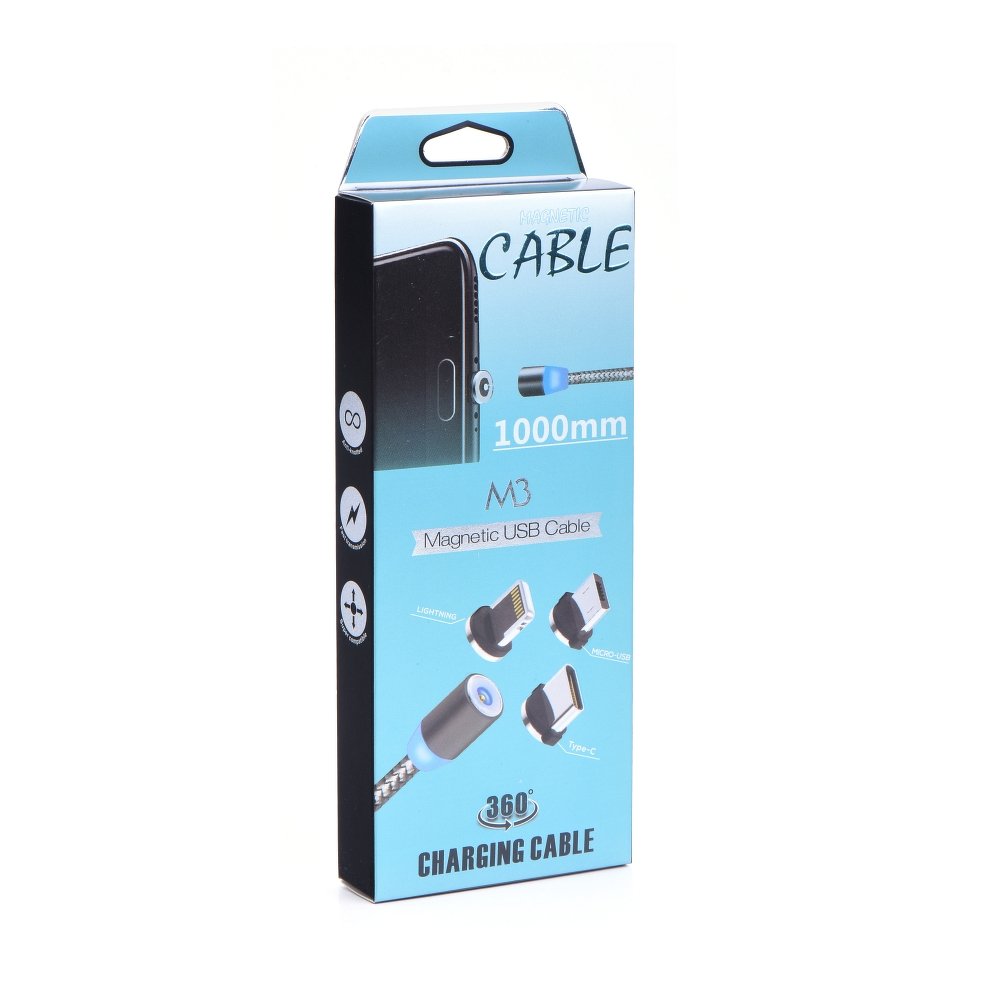 Magnetický kabel 3v1 M3 Fast Charge (micro USB, Typ-C, Lightning) Magnetický kabel 3v1 M3 Fast Charge (micro USB, Typ-C, Lightning)