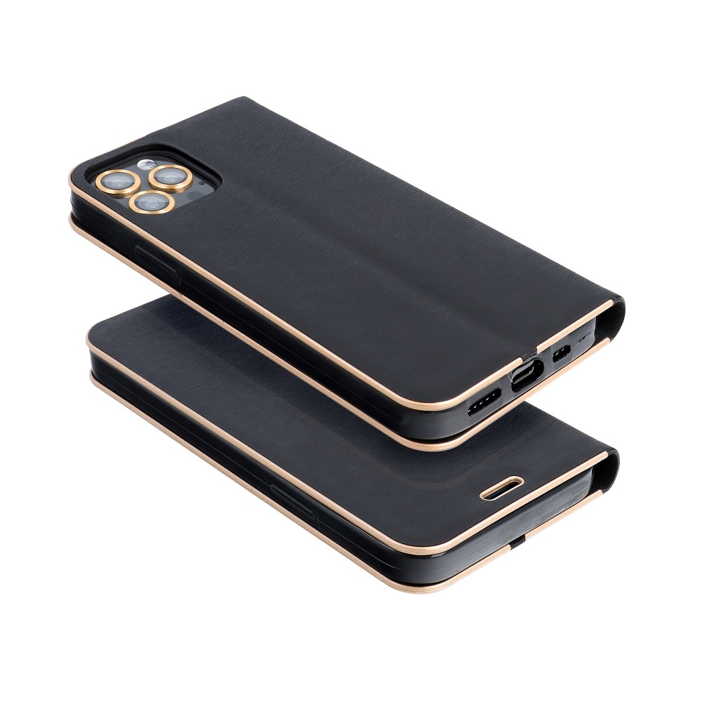 Pouzdro Forcell Luna Book Gold iPhone 12 mini - Černé