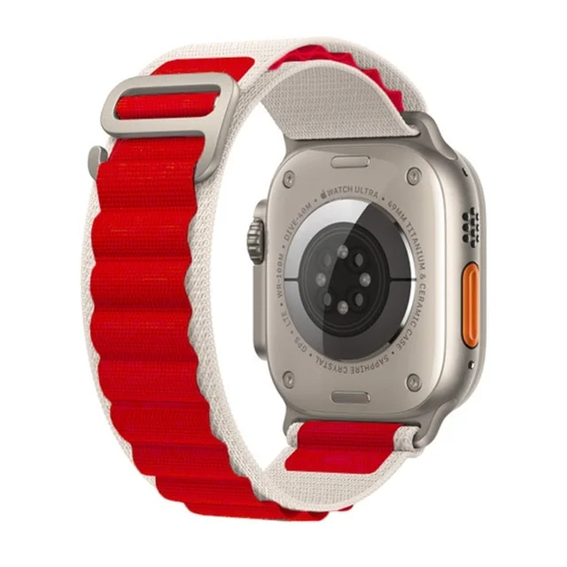 iMore Řemínek Alpský tah pro Apple Watch Series 8/7 (41mm) - Hvězdně bílý / Červený