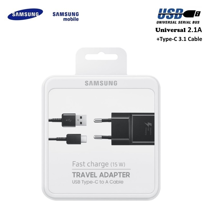 Nabíječka Samsung EP-TA20EBE 15W + USB Type-C kabel Nabíječka Samsung EP-TA20EBE 15W + USB Type-C kabel