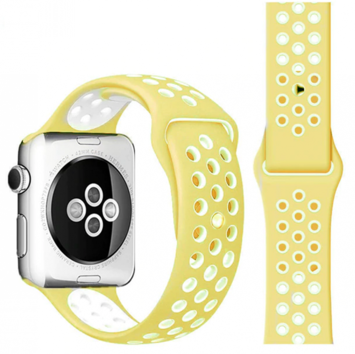 Řemínek SPORT pro Apple Watch Series 1/2/3 (42mm) - Jemně žlutý/Bílý