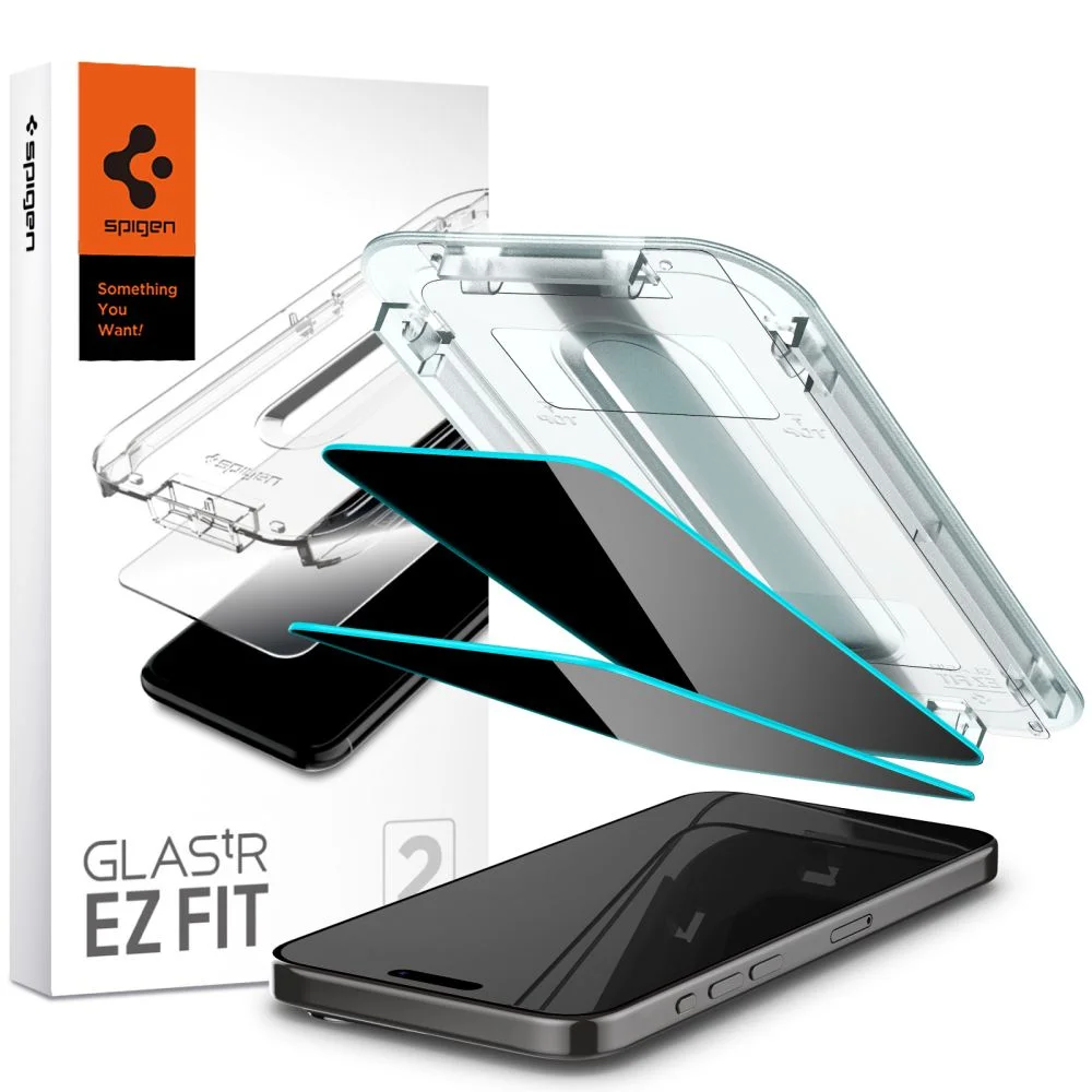 Spigen Glass tR EZ Fit Privacy 2 Pack, transparency - iPhone 15 Pro AGL06894