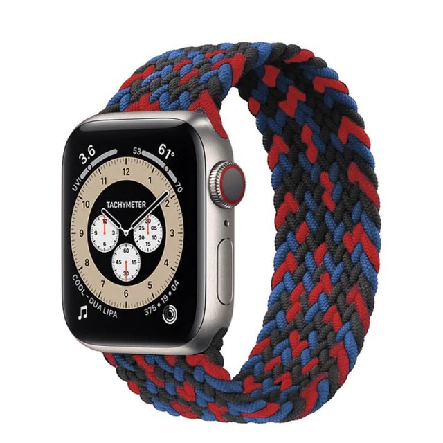 Pletený navlékací řemínek pro Apple Watch Ultra 1/2 49mm - červený/černý/modrý (L)