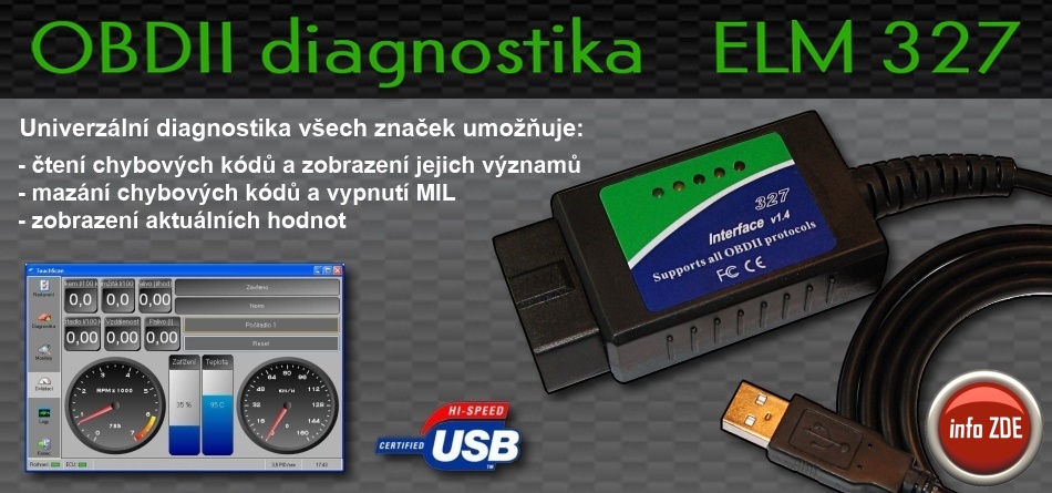 Univerzální diagnostika ELM327 OBDII USB